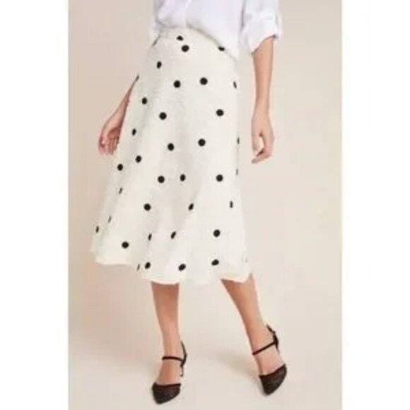 Anthropologie Eri + Ali Andrea Textured Polka Dot Midi Skirt - Picture 1 of 13